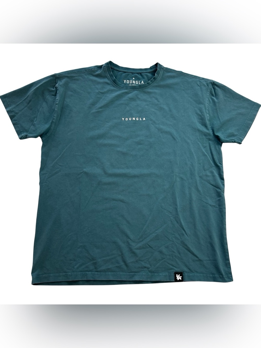 YoungLA 401 Essential Jacked Tee Men’s T-Shirt Teal Wash Performance Gym size M